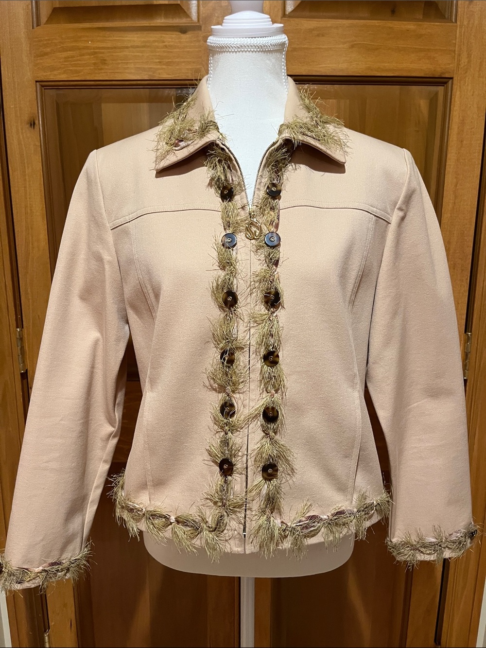 St. John Sport Tailored Feather-Trim Blazer Jacket